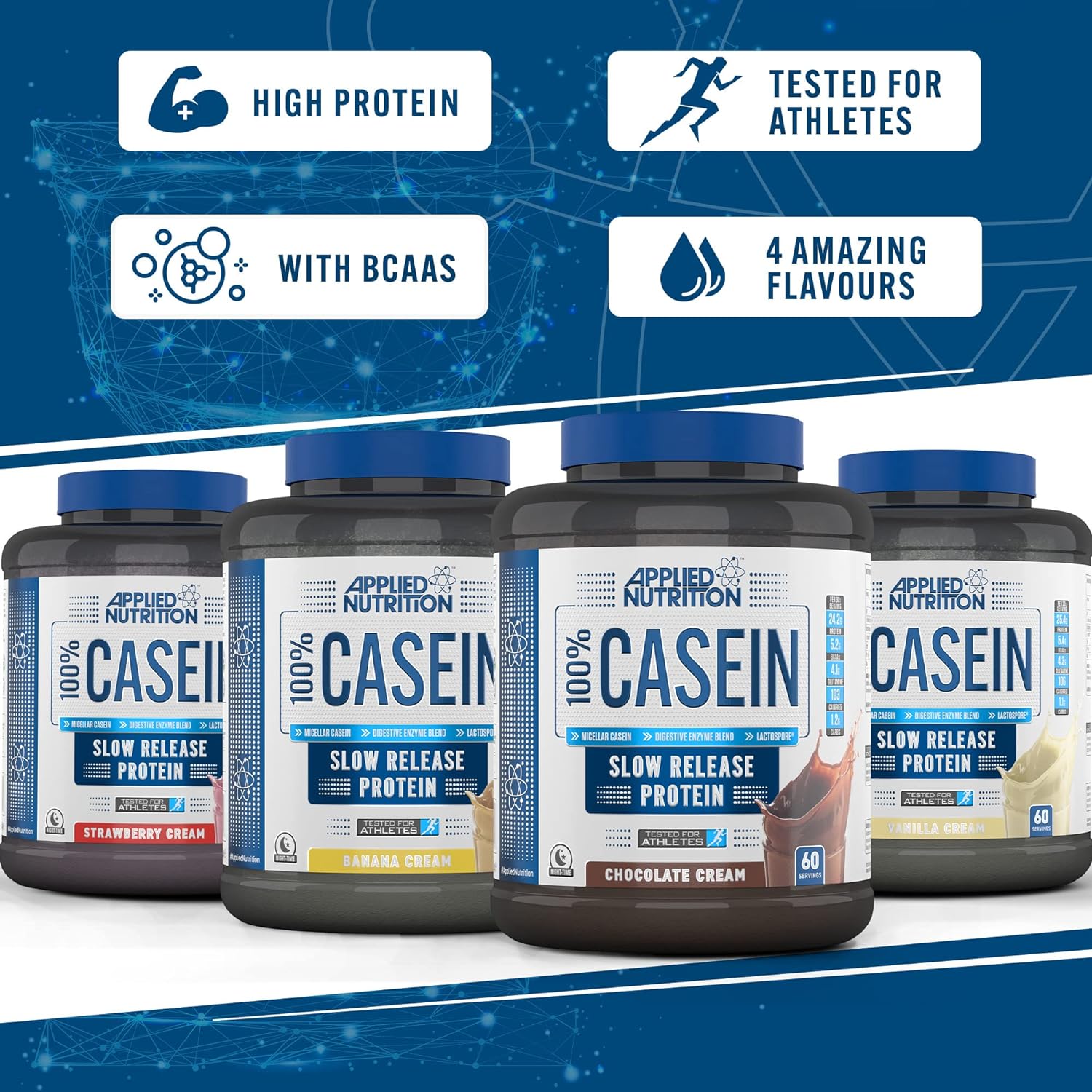 Applied Nutrition 100% Casein Protein 1800g Nyckelingredienser