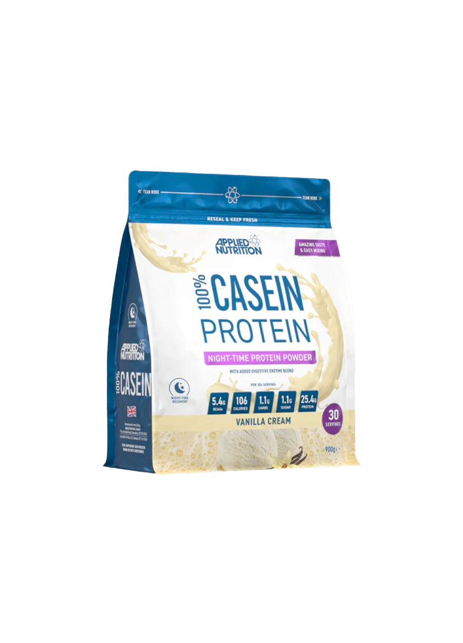 Applied Nutrition 100% Casein Protein Kaseinprotein 900g Vanilla Cream Framsida