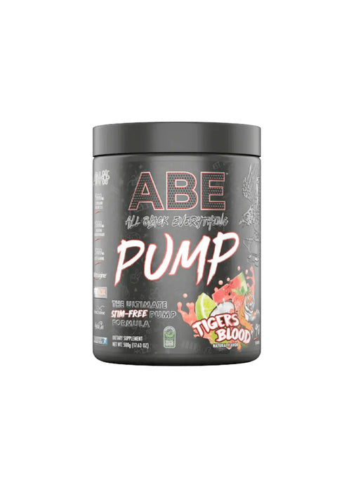 Proteinpulverburk ABE Pump med Tigers Blood-etikett, svart behållare