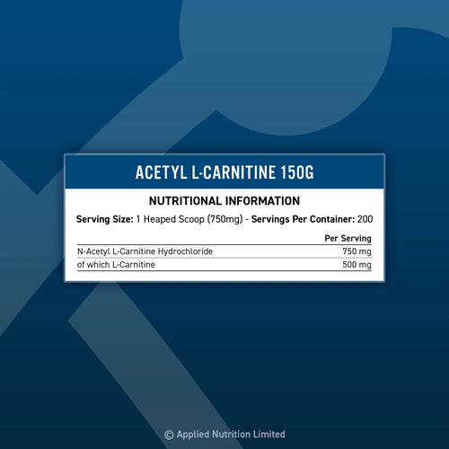 Nutrientetikett för Acetyl L-Carnitine 150 g på burk