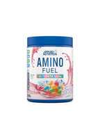 Applied Nutrition Amino Fuel-burk med blå lock och etikett för Ice Blue Raz