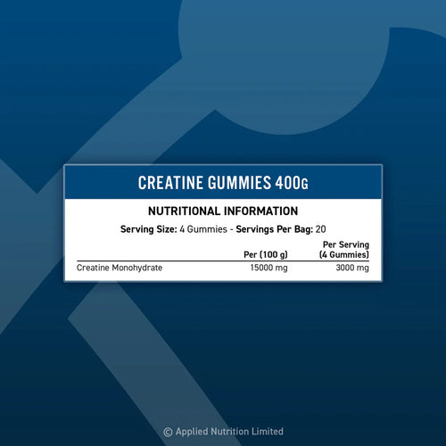 Näringsinformation för Creatine Gummies: 3000 mg per 4 gummies