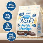 Påse Critical Oats proteinhavregröt med chokladsmak, 23 g protein per portion.