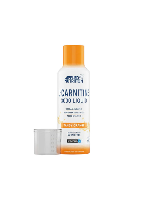 Applied Nutrition L-karnitin flytande: Tangy Orange-flaska med bägare