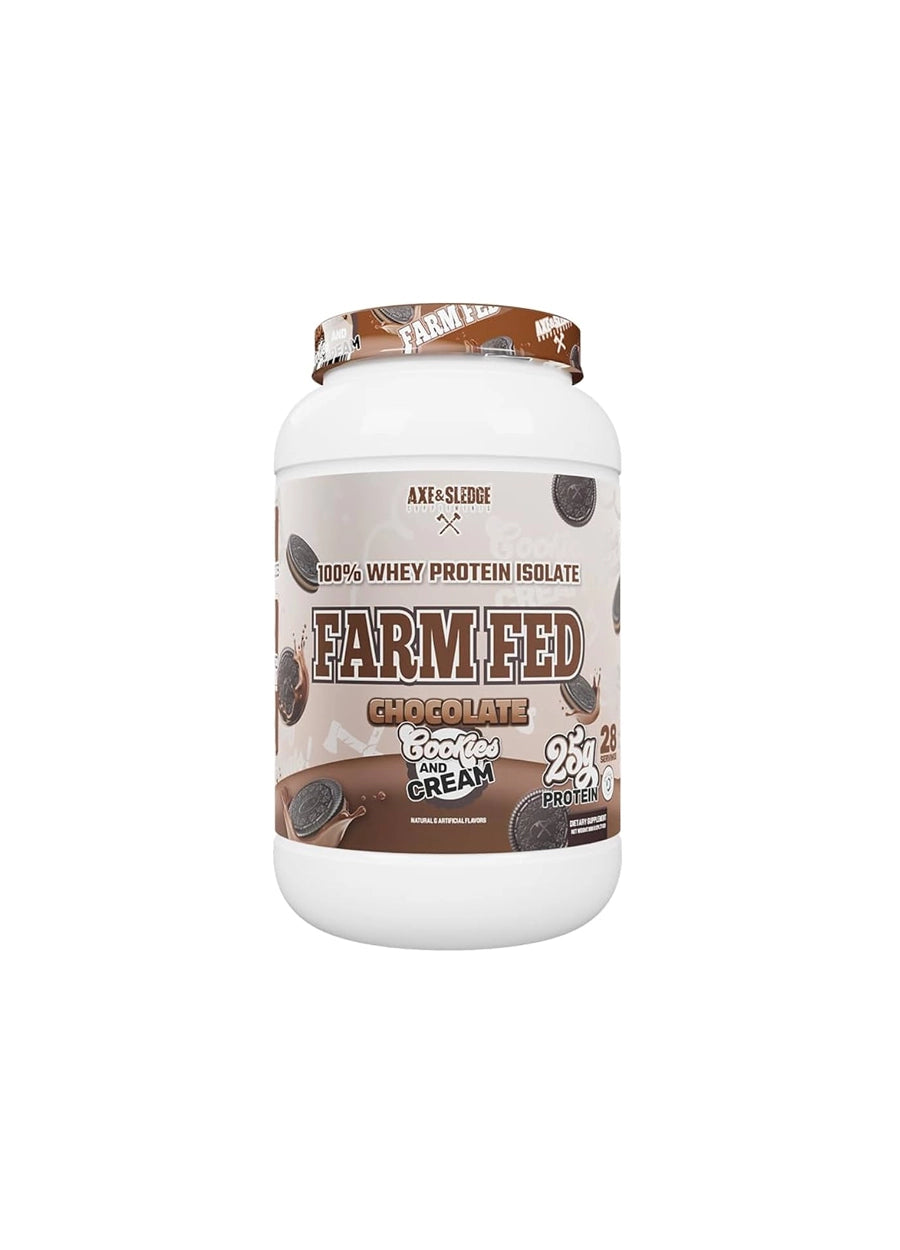 Axe & Sledge Farm Fed Vassleproteinisolat 912g Chocolate Cookies and Cream Framsida