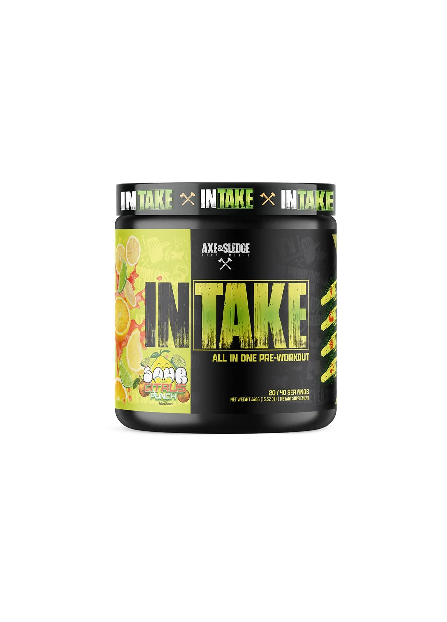 Axe & Sledge Intake All in One Pre-Workout 406g Sour Citrus Punch Framsida