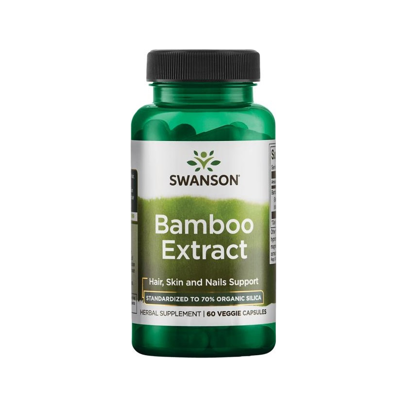 Swanson Bamboo Extract kapselflaska i grönt glas, 60 veggiekapslar.