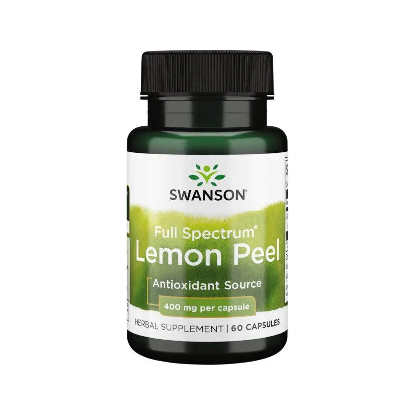 Swanson fullspektrum citronpeel kapseltillskott i flaska med etikett, 60 kapslar