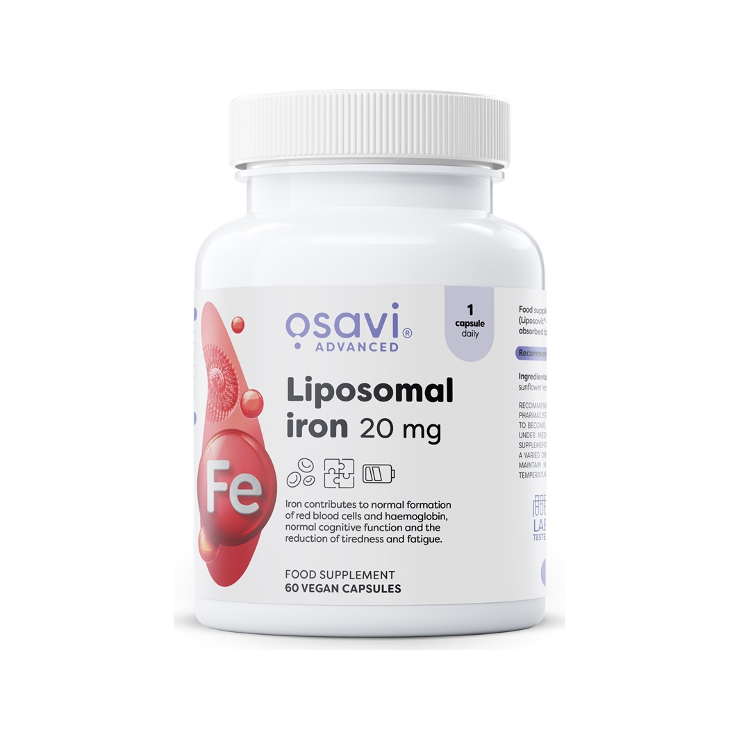 Liposomalt järntillskott i burk, 20 mg, 60 vegan kapslar