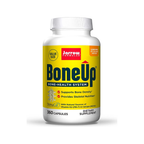 BoneUp-kapslar i vit plastflaska med gul etikett och skruvlock