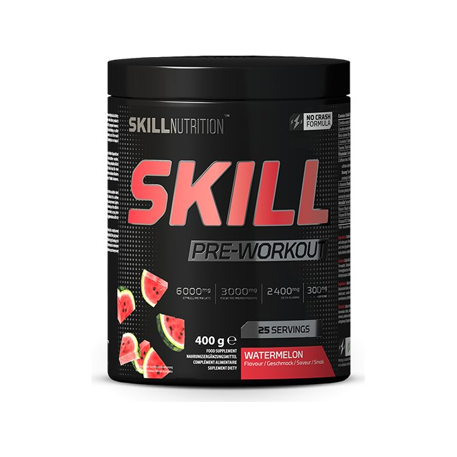 SKILL Pre-Workout-burk med vattenmelon, 400 g (25 portioner)