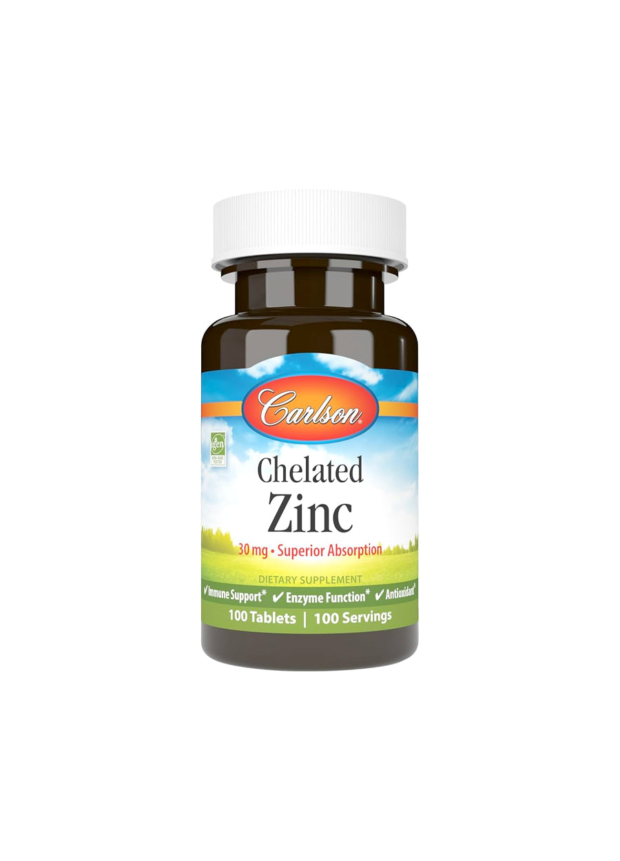 Carlson tillskottflaska med kelaterat zink 30 mg, 100 tabletter