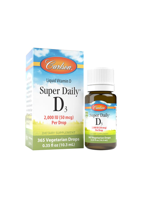 Carlson Super Daily D3 flytande vitamin D, 10 ml droppflaska med kartongförpackning