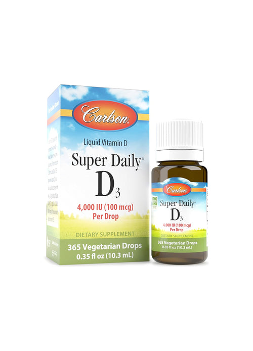 Vitamin D3-droppar, flytande kosttillskott, flaska och kartong, 10 ml