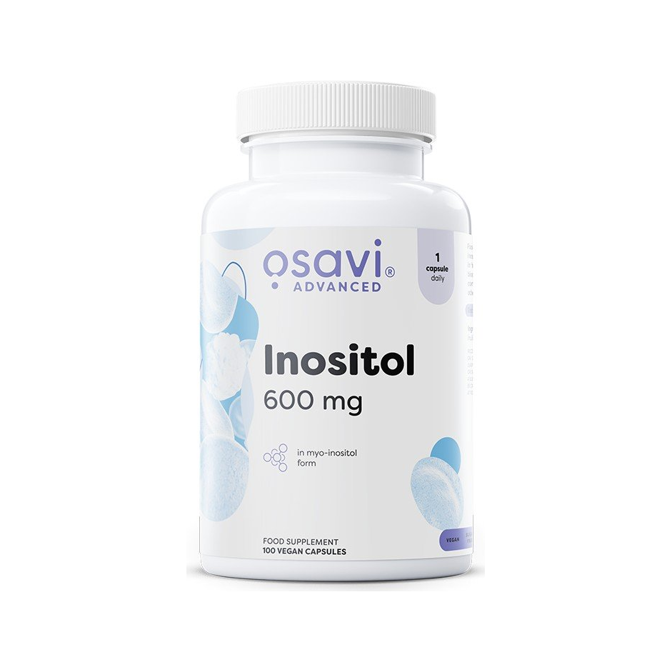 Osavi inositol 600 mg kosttillskott i vit burk med lock, 100 kapslar