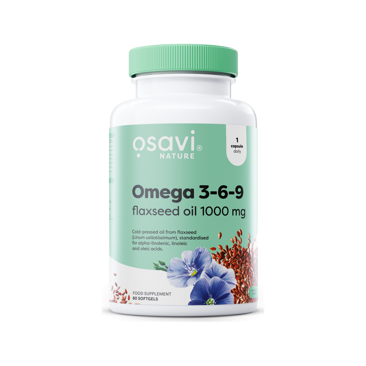 Osavi Omega 3-6-9 linfröolja 1000 mg kapslar, burk