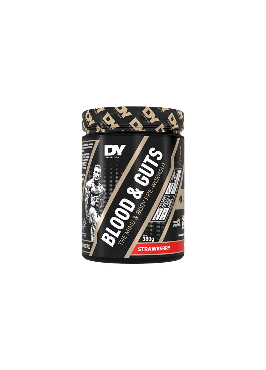 DY Nutrition PWO-burk Blood & Guts 380 g, jordgubb-smak