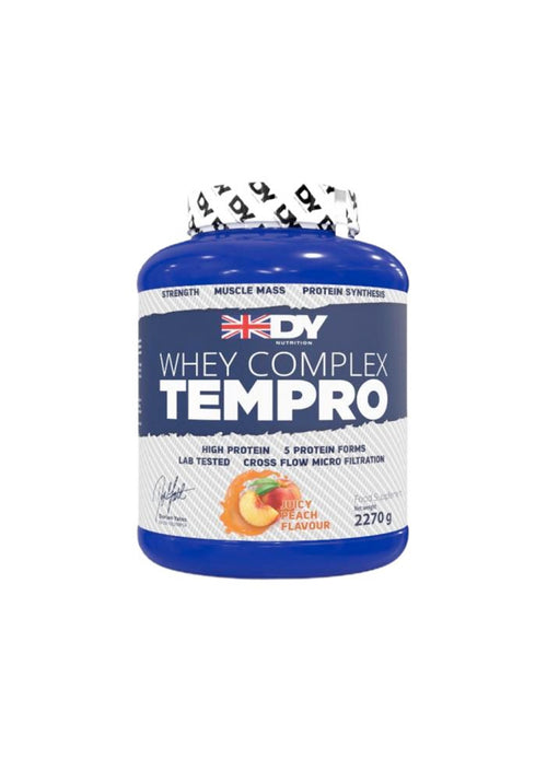 Proteinpulver i blå burk DY Whey Complex Tempro, persikosmak, 2270 g