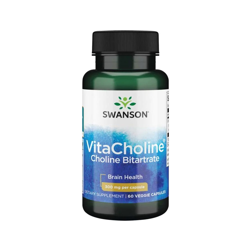 Swanson VitaCholine choline bitartrat kapselburk med svart lock