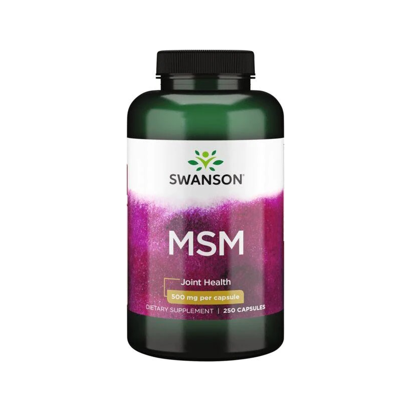 Swanson MSM kapselburk med 500 mg, 250 kapslar, svart lock