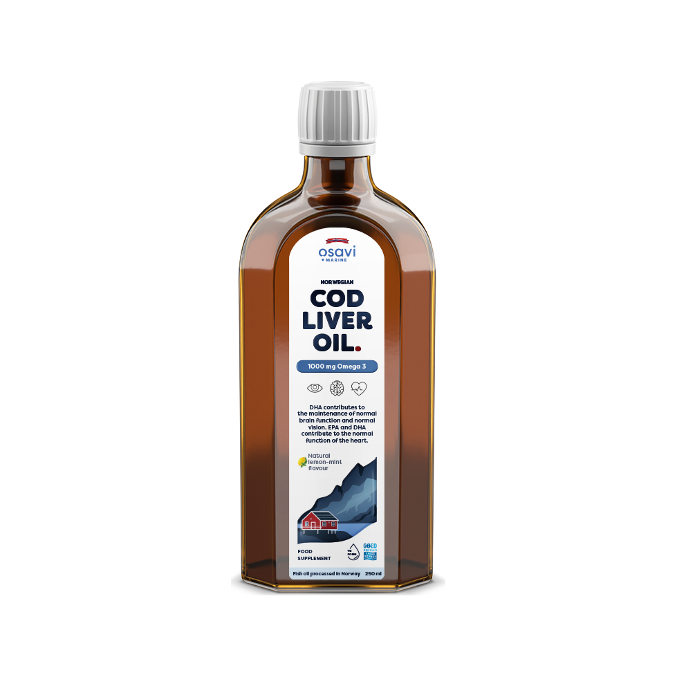 Osavi cod leverolja i brun flaska, 250 ml, Omega 3