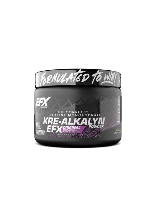 Kre-Alkalyn-pulverburk med svartgrå etikett och EFX-logotyp