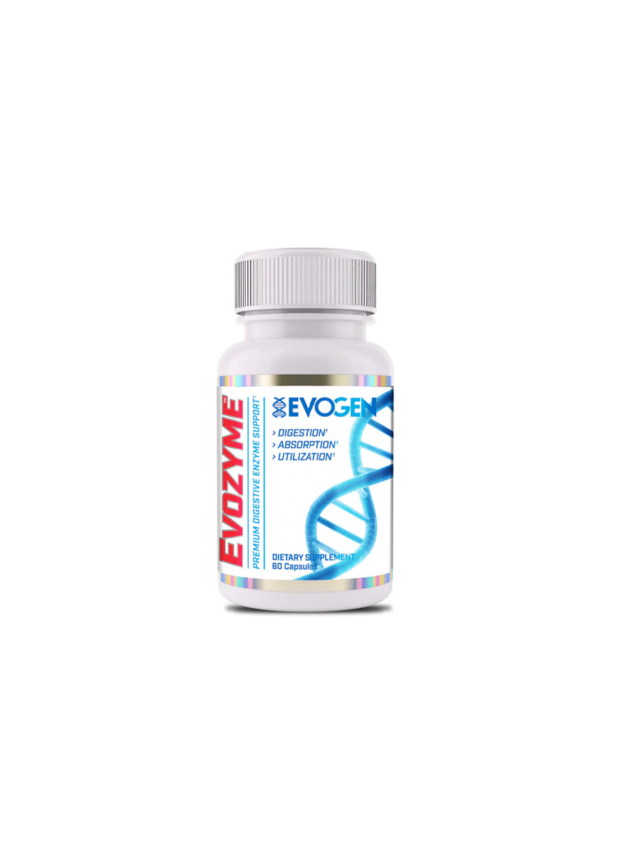 Evogen Evozyme 60 kapslar i vit burk med blå etikett