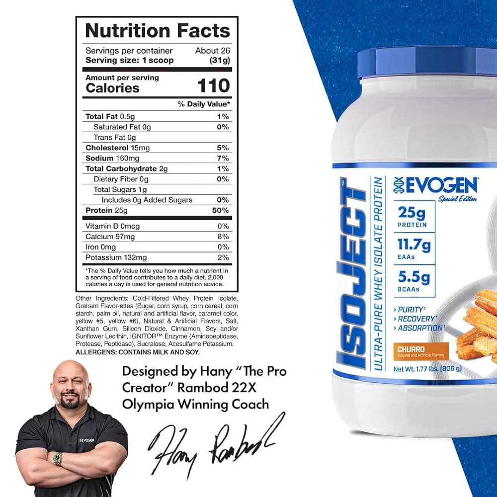 Evogen IsoJect 809 g proteintillskott i vit tub med blå lock
