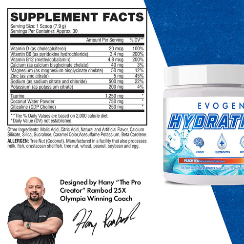 Tillskottsburk baksida med Supplement Facts-tabell och ingredienslista
