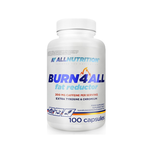 Allnutrition Burn4ALL kosttillskottburk med etikett, 100 kapslar