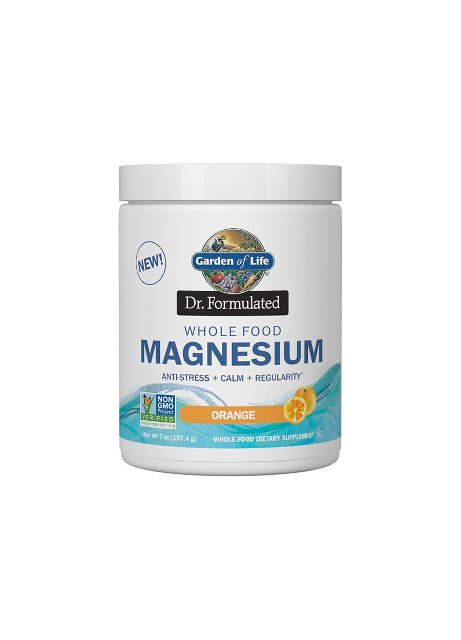 Magnesium i burk med orange smaketikett