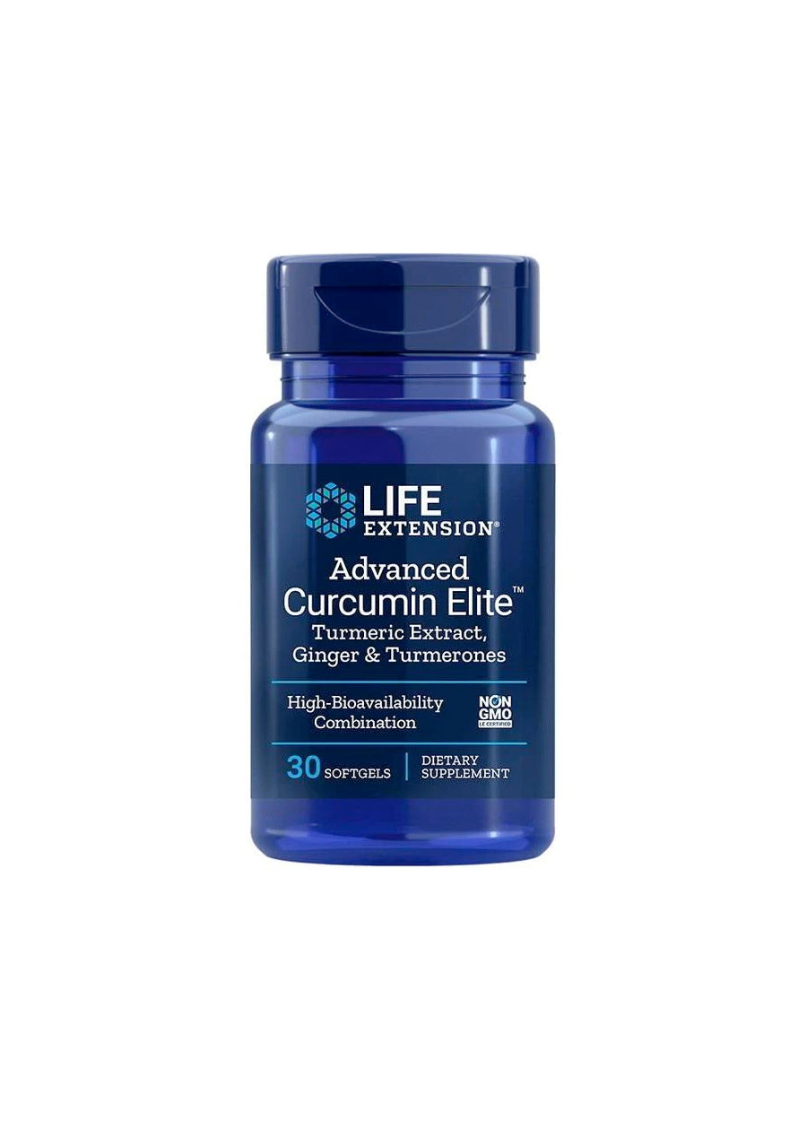 Life Extension Curcumin Elite kosttillskott, blå kapselflaska med lock