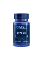 B12 Elite sugtabletter i blå plastburk, Life Extension-etikett, 60 sugtabletter.