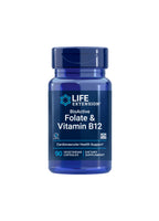 Life Extension folat & B12-kapslar i blå förpackningsflaska, 90 kapslar