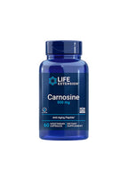 Blå kapselburk Life Extension Carnosine 500 mg med lock och etikett