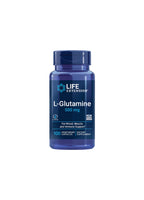 Life Extension L-Glutamin 500 mg kapseltillskott i blå flaska med lock, 100 kapslar