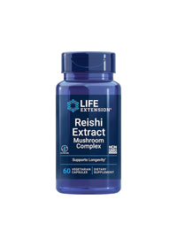 Life Extension reishi-extrakt kapseltillskott, blå flaska med 60 kapslar