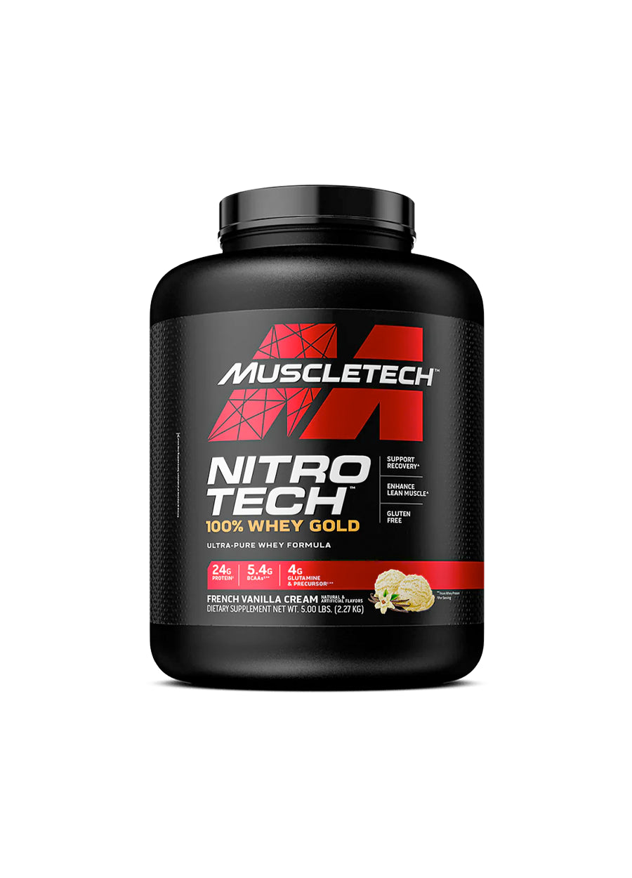 MuscleTech Nitro-Tech 100% Whey Gold 2270g French Vanilla Cream Framsida