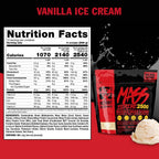 Proteinpulverpåse med näringsinfo Nutrition Facts och grafisk etikett, vanilla ice cream