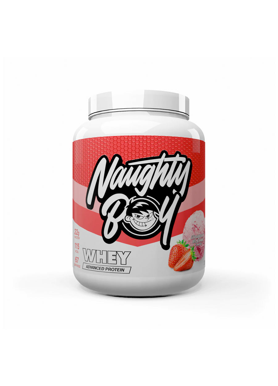 Naughty Boy Advanced Whey 2010g Strawberry Milkshake Framsida