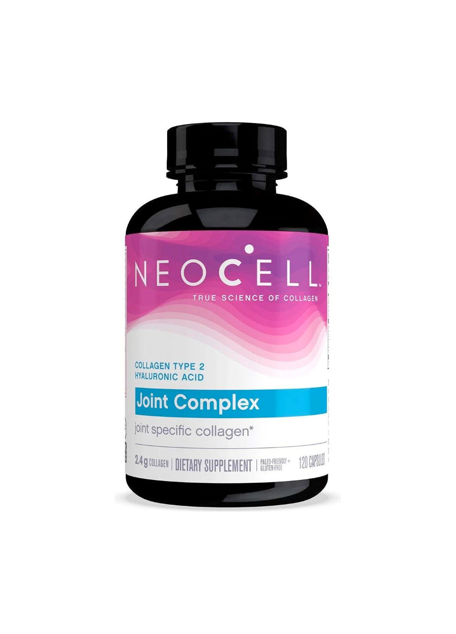 NeoCell Collagen 2 Joint Complex-flaska med lila och blå etikett