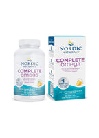 Nordic Naturals Complete Omega 565 mg kapslar, flaska och förpackning med citron.