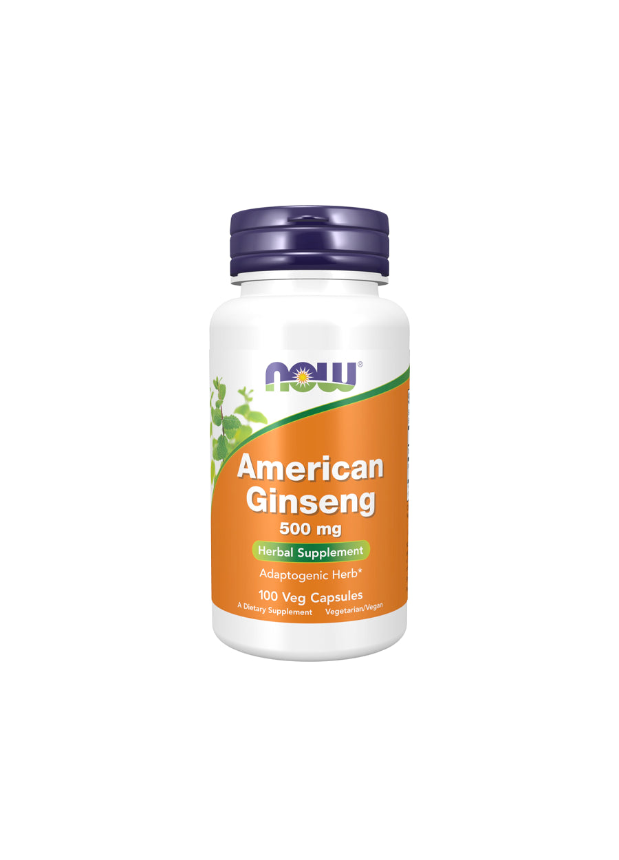 NOW Foods American Ginseng 500mg 100 Kapslar Framsida