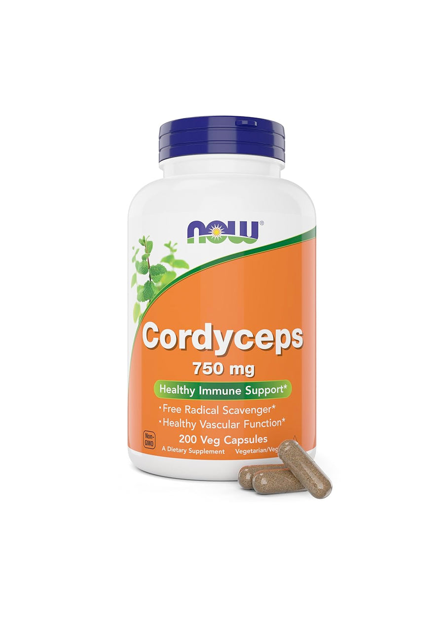 NOW Foods Cordyceps 750mg 90 Kapslar Framsida