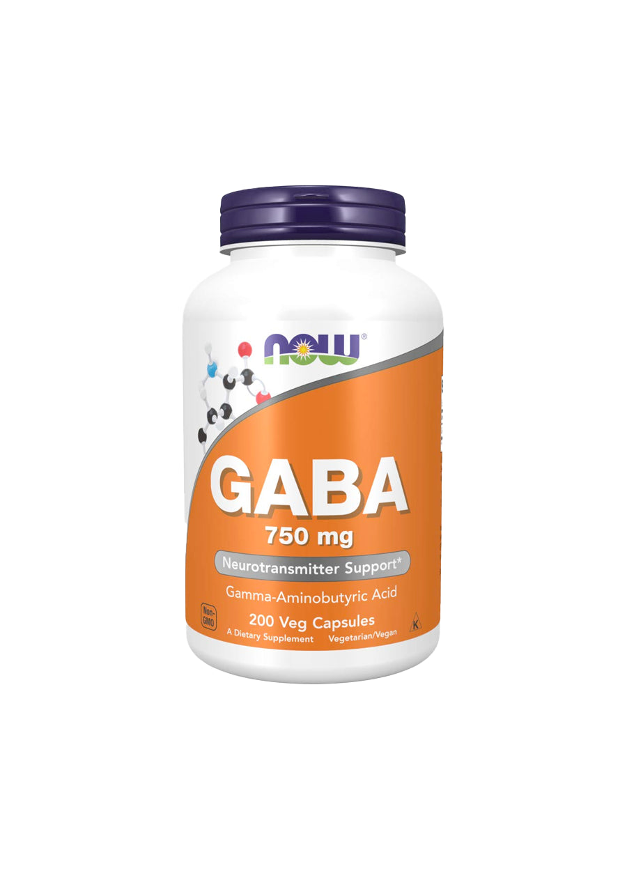 NOW Foods GABA 750mg 200 Kapslar Framsida