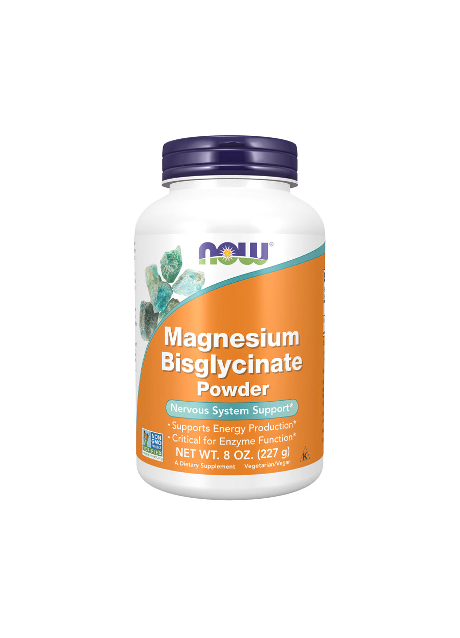 NOW Foods Magnesium Bisglycinate Powder 227g Framsida