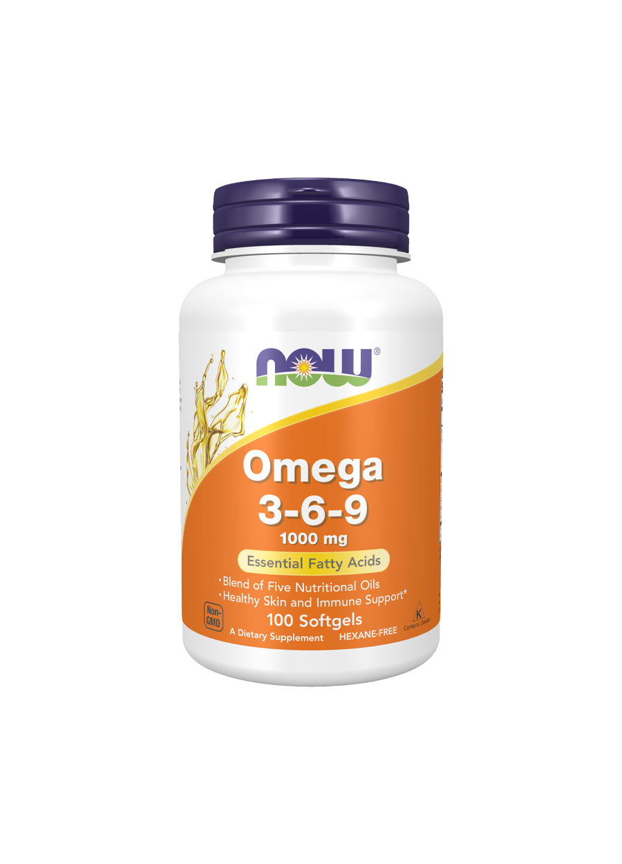 NOW Omega 3-6-9 kapselburk, 1000 mg, 100 kapslar