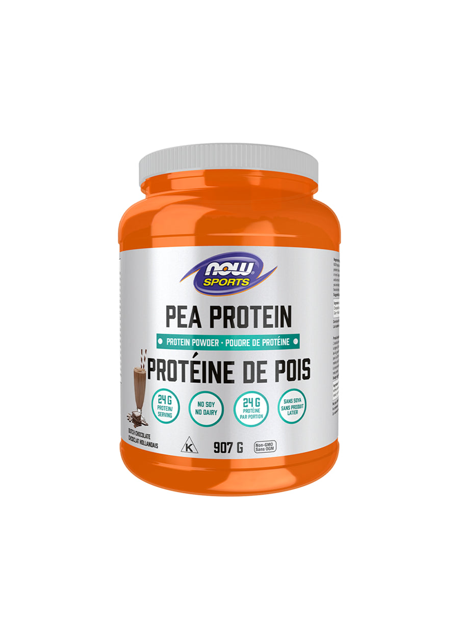 Ärtproteinsburk med orange lock och etikett, Dutch Chocolate