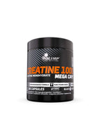 Kapseltub med svart lock och etikett för Creatine 1000, 180 kapslar, Olimp Nutrition