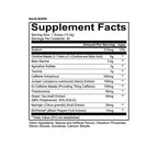 Redcon1 Total War preworkout, “Supplement Facts”-panel med näringsvärden